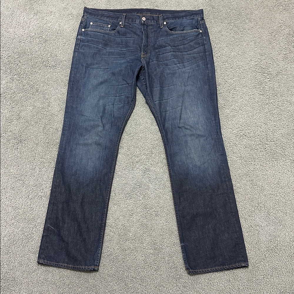 Bonobos Dark Blue Raw White Oak Cone Denim made in USA Straight Leg Zip Fly